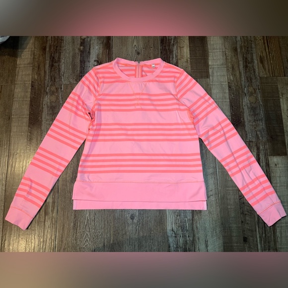Lululemon Run: Warm Up Crew Ocean Stripe Bleached Coral / Pop Orange Size 4 - Picture 4 of 8